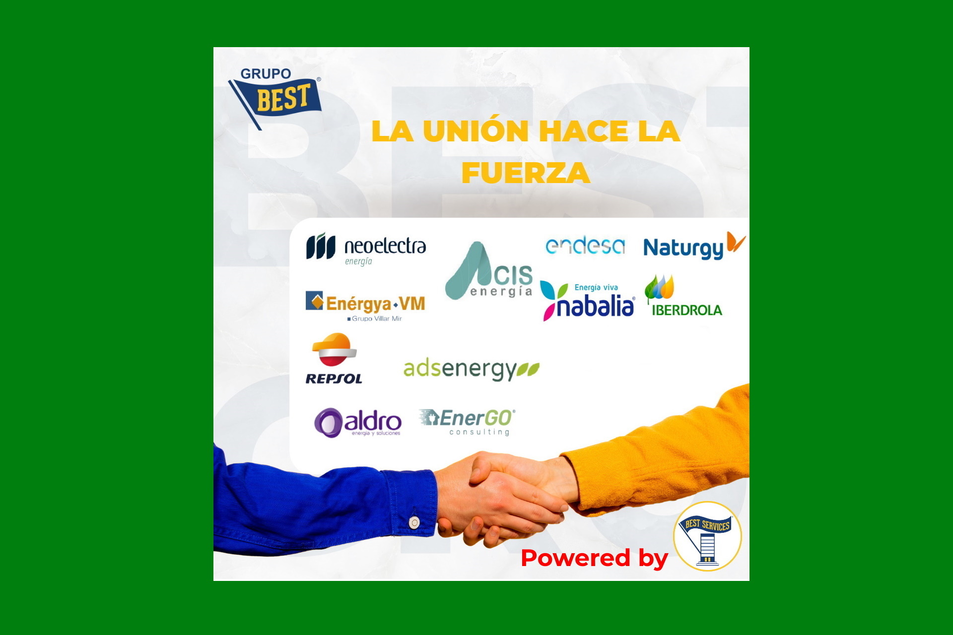 Franquicia Multiservicios BEST SERVICES - Acuerdos con las Empresas más Punteras del Sector Energético